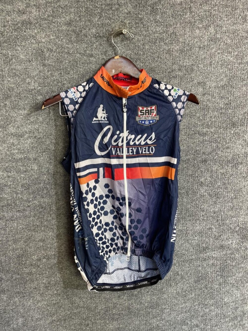 Verge Sport Cycling Vest Mens Large Blue Citrus Valley Velo Full Zip Bike Mesh